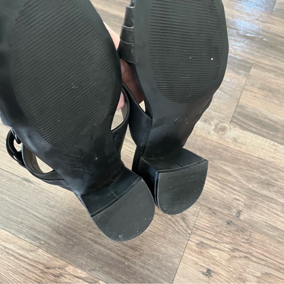 Lane Bryant Sandals Women's 8W Wide Dream Cloud Black Chain Cross Block Heel - Picture 6 of 6